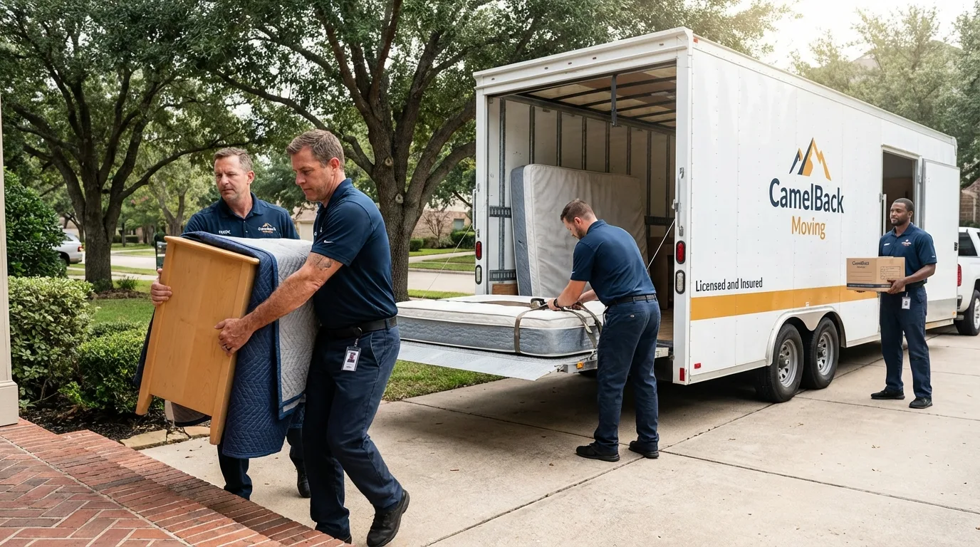 Crew loading residential truck for cross-state move from Leola, SD