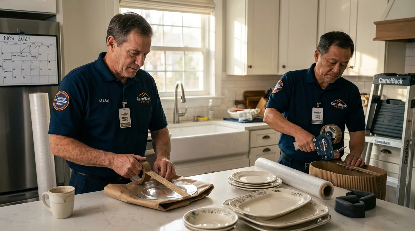 Professional crew packing kitchen dishware in Leola, SD